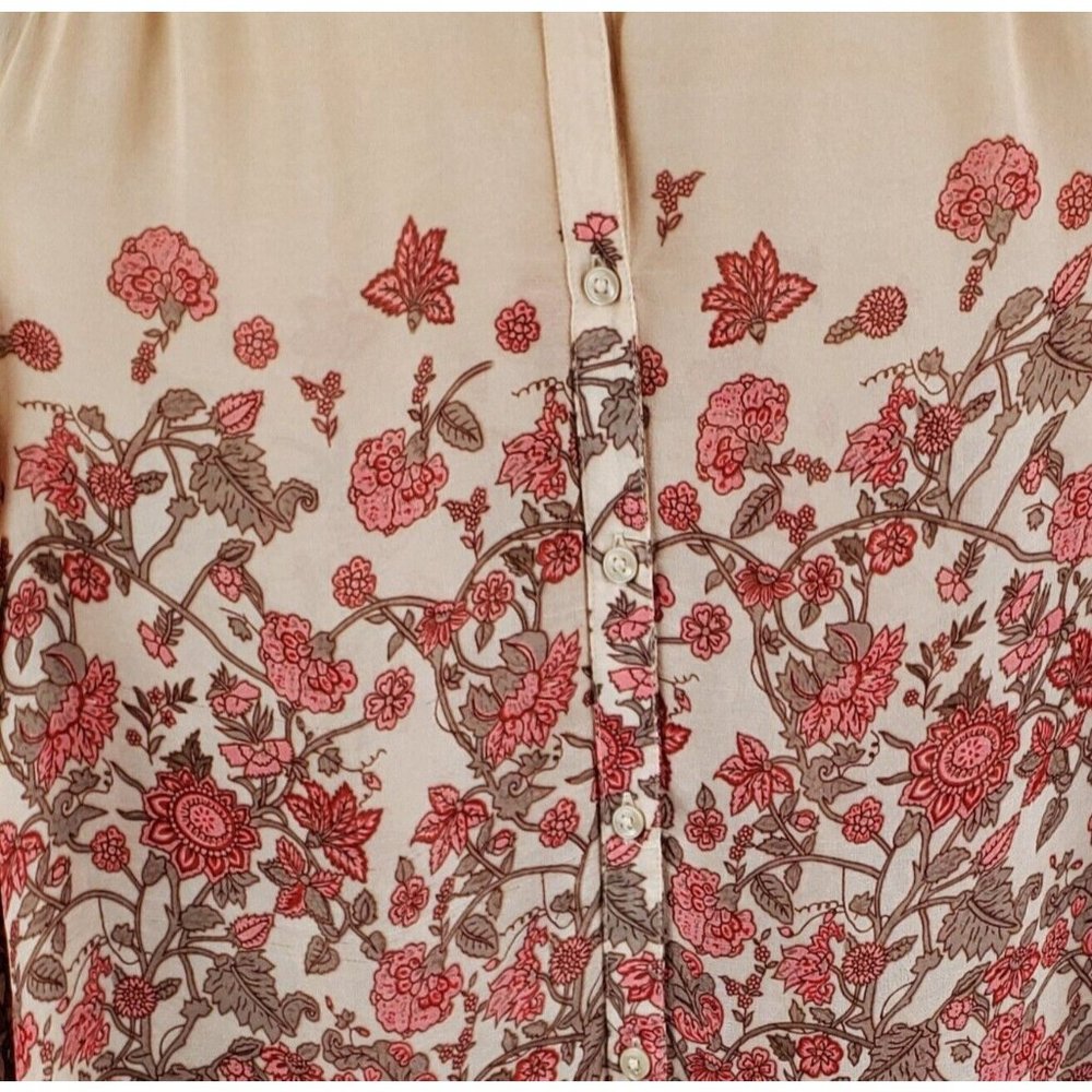 Lucky Brand Womens Blouse Long Sleeve Button Up Red Pink Floral Medium 7W44888 - Picture 5 of 8